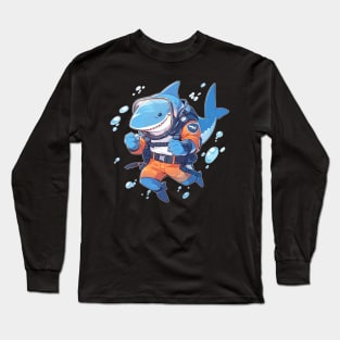 Scuba Divin' Anime Shark Long Sleeve T-Shirt